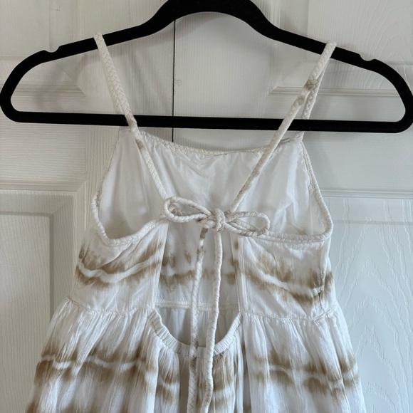 Aerie Maxi Sun Dress Tiered S White Nude‎ Tie Dye  Cotton Lined Vacation Coastal - Picture 7 of 13